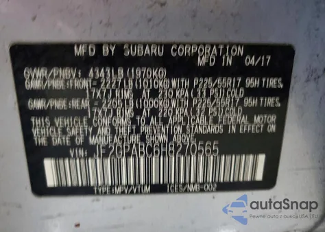 2017 Subaru Crosstrek Premium из США, поврежденный, VIN JF2GPABC6H8270565